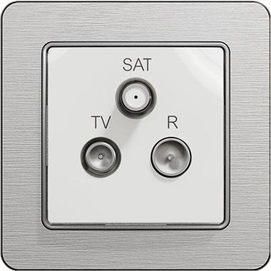Sedna TV/R-SAT aljzat (fehér betét, szálcsiszolt ezüst keret)